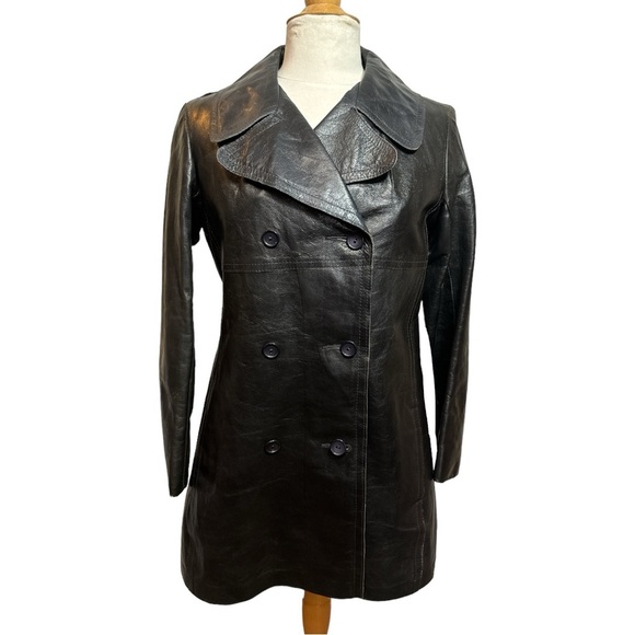 Vintage Jackets & Blazers - Vintage Black Leather Coat Jacket